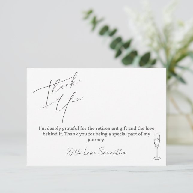 Minimalist Thank You Card For Retirement Gifts (Em pé/Frente)
