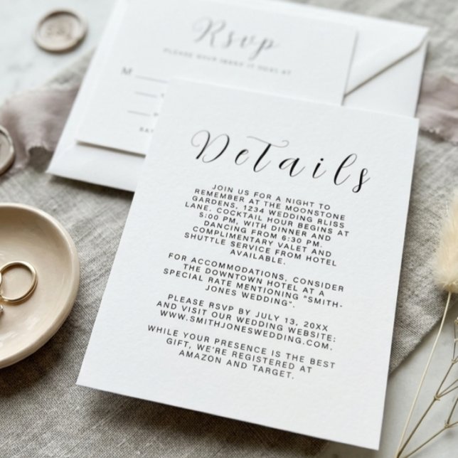 Minimalist Wedding Details Card (Criador carregado)