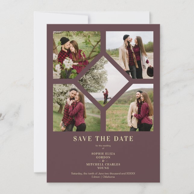 Minimalist Wedding Fancy 5 Photos Collage  (Frente)