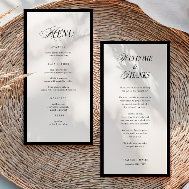 Minimalist Wedding Menu and Thank You Note (Criador carregado)