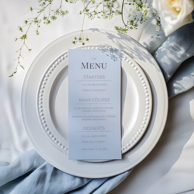 Minimalist Wedding Menu | Dusky Blue (Criador carregado)
