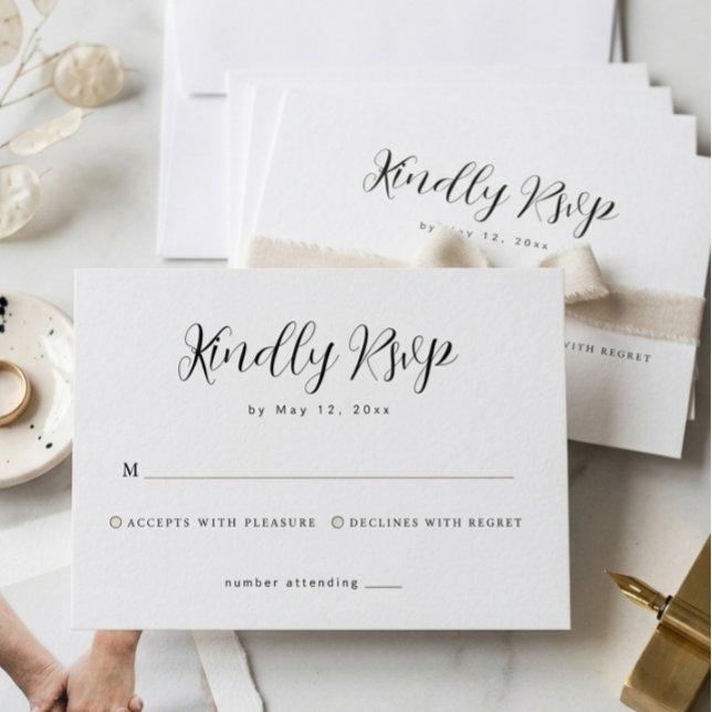  Minimalist Wedding RSVP Response Card (Criador carregado)