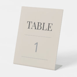Minimalist Wedding Table Number Soft Latte