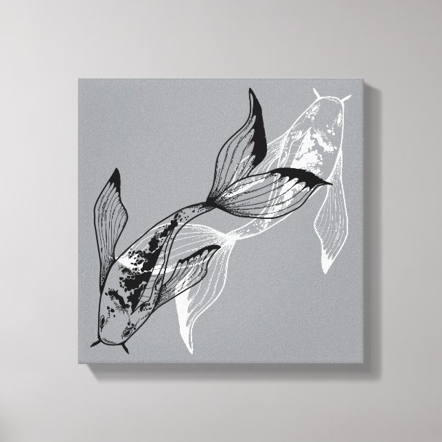 Minimalist Yin Yang Koi Fish Canvas Print (Frente)
