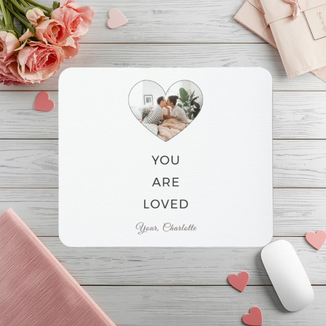 Minimalist You Are Loved Photo Mouse Pad (Criador carregado)