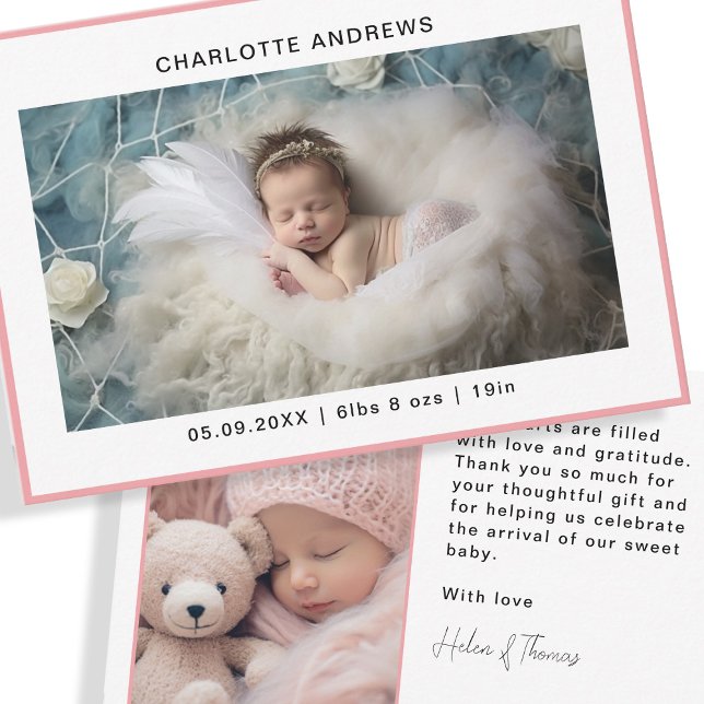 Minimalista 2 Fotografias Novo Cartões de agradeci (Criador carregado)