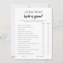 Mínimalista adivinha quem é noiva ou cartão de jog