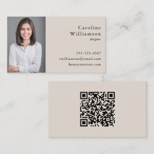 Minimalista Cartão de Visita Preto Creme QR Profis