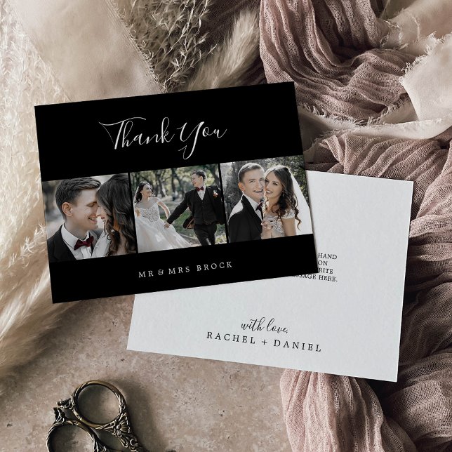 Minimalista | Cartões de agradecimentos Preto 3 pa (Criador carregado)