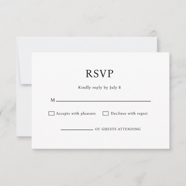Minimalista Chic Convite de Resposta de Casamento  (Frente)