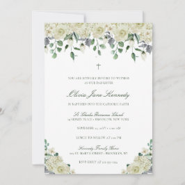 Minimalista com convite ao batismo católico