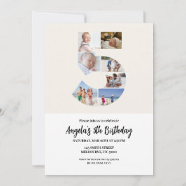 Minimalista de Convite de Aniversário de 5 - Númer