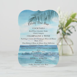 Minimalista do Cartão de Menu de Bar de Casamento 