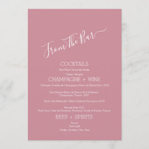 Minimalista do Cartão de Menu de Bar de Casamento