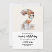 Minimalista do convite para segundos aniversários 