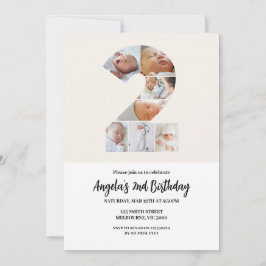 Minimalista do convite para segundos aniversários 