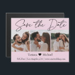 minimalista ímã de 3 fotos rosa para salvar a data<br><div class="desc">elegante ímã de salvar a data cor-de-rosa com colagem de três fotos 
fotos por freepik.com</div>