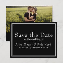Minimalista Moderno Preto Foto Save the Date