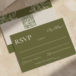 Minimalista Moderno RSVP de Casamento QR Verde Oli