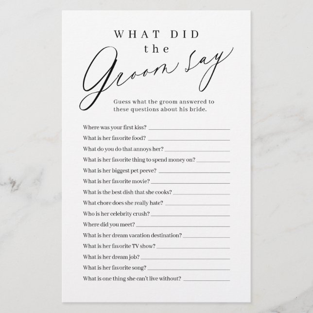 Minimalista o que o noivo disse jogo (Frente)