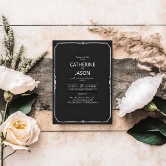 Minimalista | Preto Tudo Em Um Convite De Casament