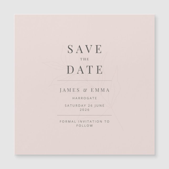 Minimalista Save the Date Botânico com Bege Quente (Frente)