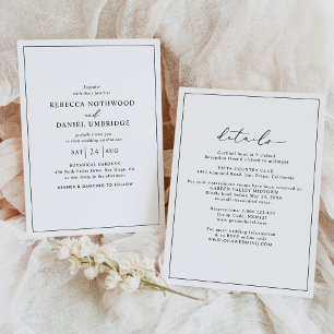 Minimalista Simples Tudo Em Um Convite De Casament