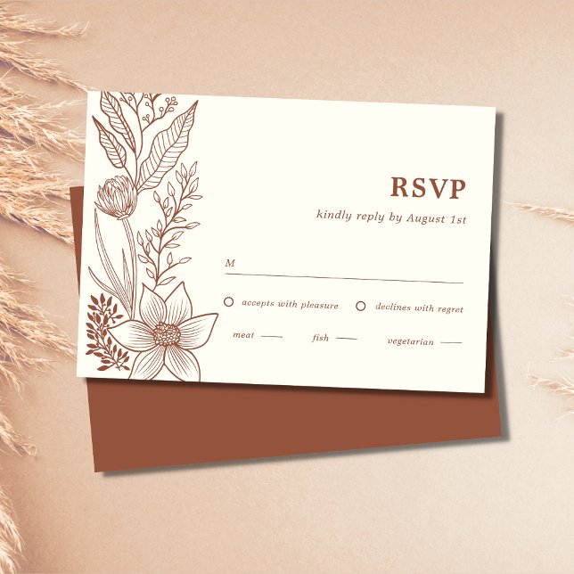Minimalista Terracotta Burnt Orange Wedding RSVP (Criador carregado)