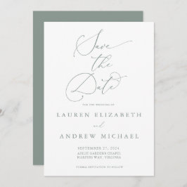 Minimalista Verde Sage Salvar a Data Convite