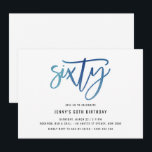 Mínimo Blue Foil 60º Convite de Aniversário<br><div class="desc">Este minimalista 60º convite de aniversário apresenta um texto "60" de folha azul que pega os olhos. Por favor, note que a folha azul é apenas uma textura, não uma folha real. Para personalização mais avançada deste design, por exemplo, alteração do layout, da fonte ou do tamanho do texto, clique...</div>