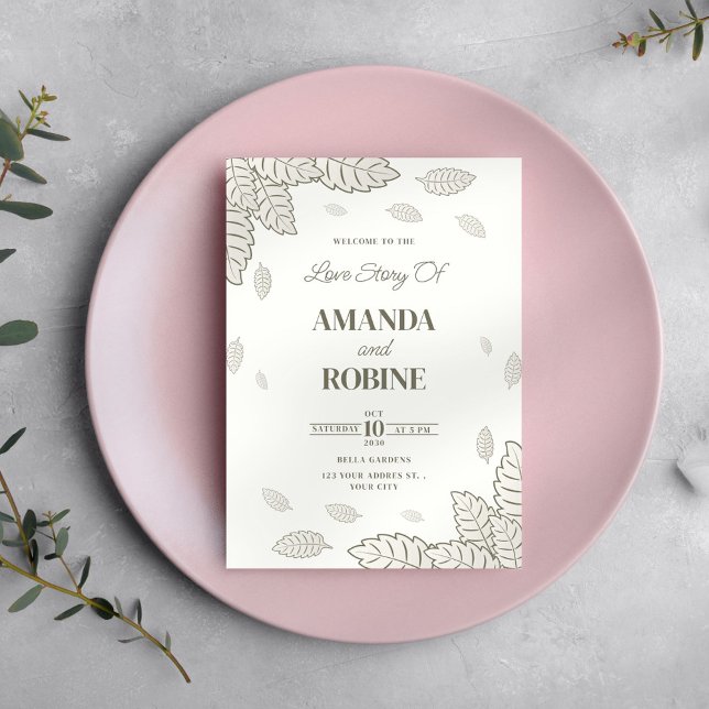 Mínimo Botânico Deixa Convite De Casamento (Criador carregado)