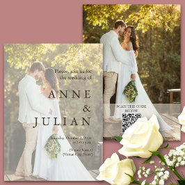 Mínimo convite para casamento com 2 fotos e Código