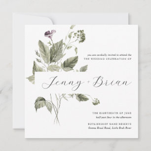 Mínimo Convite para Casamento Primavera Greenery