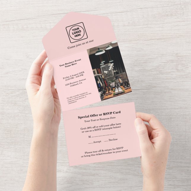 Mínimo Cor-de-Rosa Esbranquiçado | RSVP de Eventos (Aba destacável)