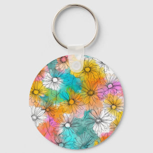Mínimo de Chaveiro de metal das flores de margarid