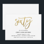 Mínimo de Foil Ouro 60º Convite de Aniversário<br><div class="desc">Este minimalista 60º convite de aniversário apresenta um texto "60" de folha de ouro que captura os olhos. Por favor, note que a folha de ouro é apenas uma textura, não uma folha real. Para personalização mais avançada deste design, por exemplo, alteração do layout, da fonte ou do tamanho do...</div>