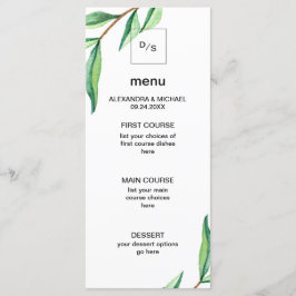 Mínimo de Folhas Verdes no Menu Casamento Branco