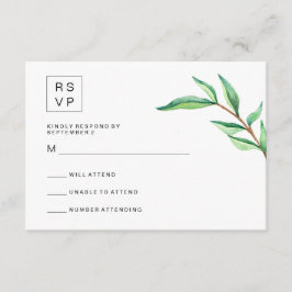 Mínimo de Folhas Verdes no RSVP de Casamento Branc