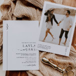 Mínimo de Foto de Casamento Branco Preto, Convite<br><div class="desc">Um convite de casamento moderno e mínimo em preto e branco com uma letra moderna. Clássico e monocromático,  a Suite de Layla é a design perfeita para a sua papelaria de casamento.</div>