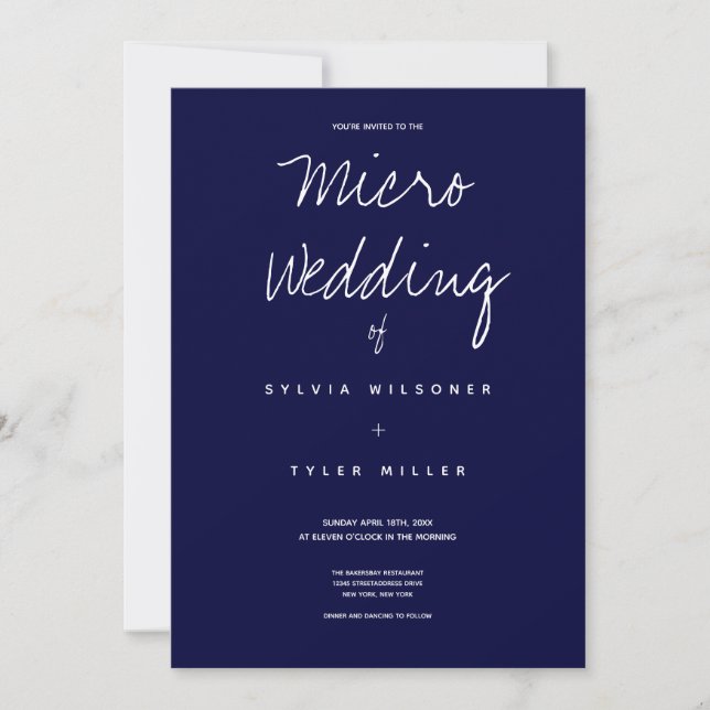 Mínimo de Tipografia Azul Escura Micro Casamento (Frente)