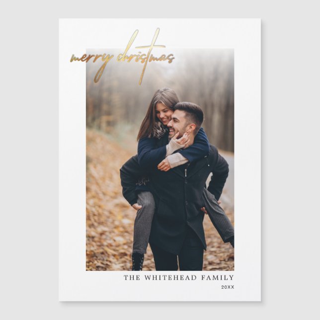 Mínimo Dourado Cartão Magnético Branco de Natal Fe (Frente)