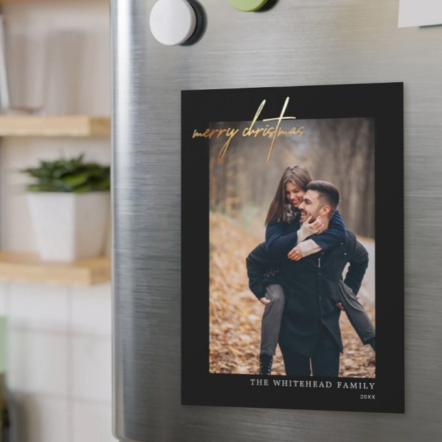 Mínimo Dourado Cartão Magnético Preto de Natal Pre (Criador carregado)