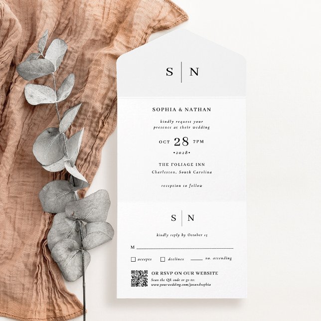 Mínimo e Chic | Casamento com código QR (Criador carregado)