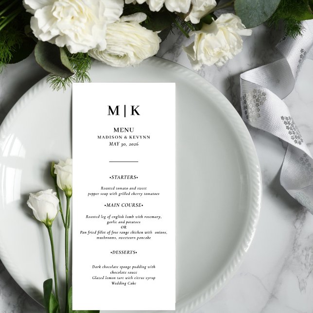 Mínimo e Chic | Menu Casamento Negro e Branco (Criador carregado)