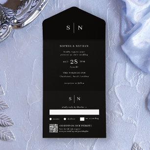 Mínimo e preto-chico Casamento de Código QR