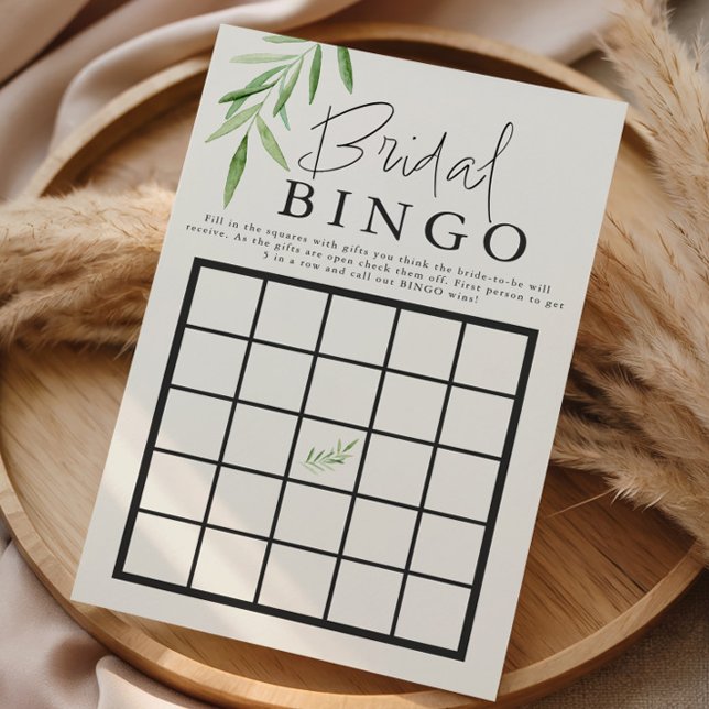 Mínimo Elegante Aquarela Verde Bingo Bridal (Criador carregado)