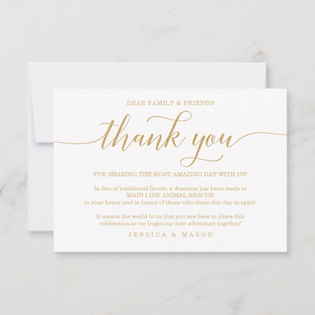 Mínimo Elegante Dourado Em Vez Do Cartão De Favor (Frente)