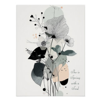 Mínimo Floral Wall Art Impressão 1