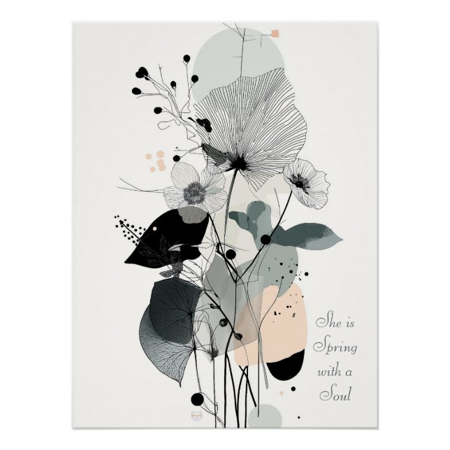 Mínimo Floral Wall Art Impressão 1 (Frente)