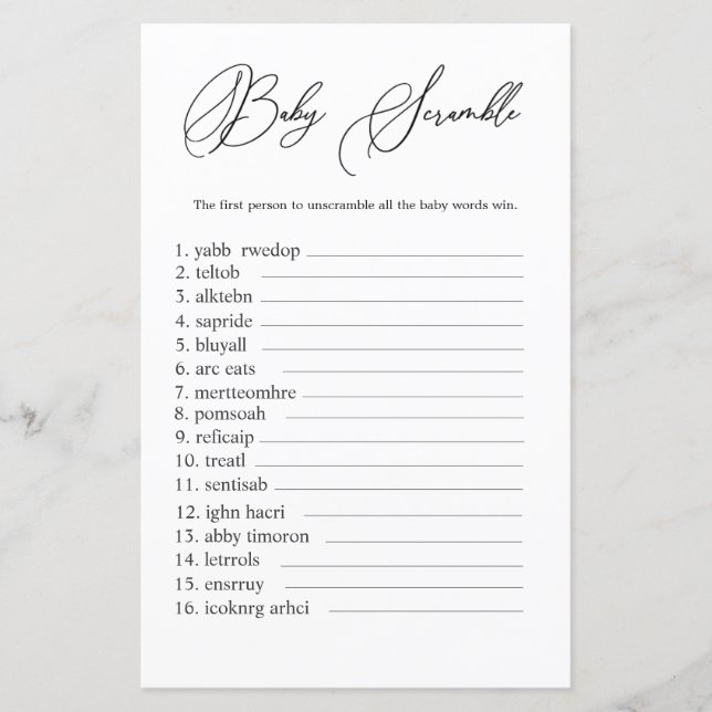 Mínimo Jogo da Palavra do Bebê Escramble Sexo neut (Frente)